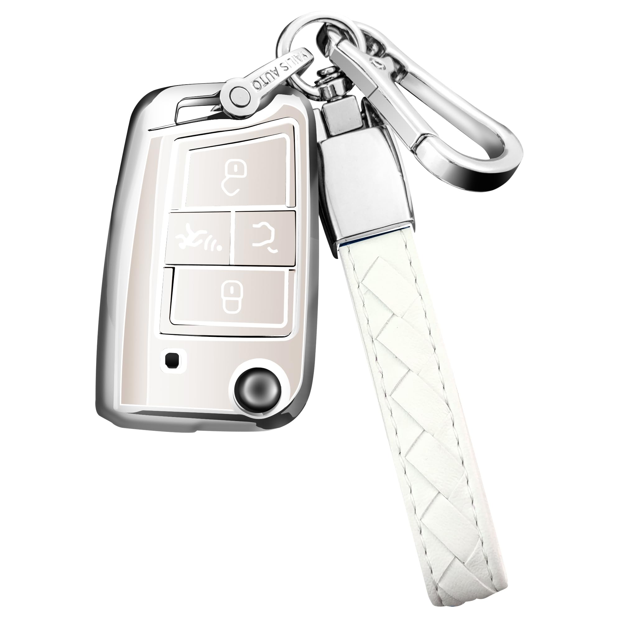 Sindeda for Volkswagen Key Fob Cover with Keychain Soft Full Protection Key Shell Key Case Compatible with VW Tiguan Golf Jetta Polo Atlas Skoda (