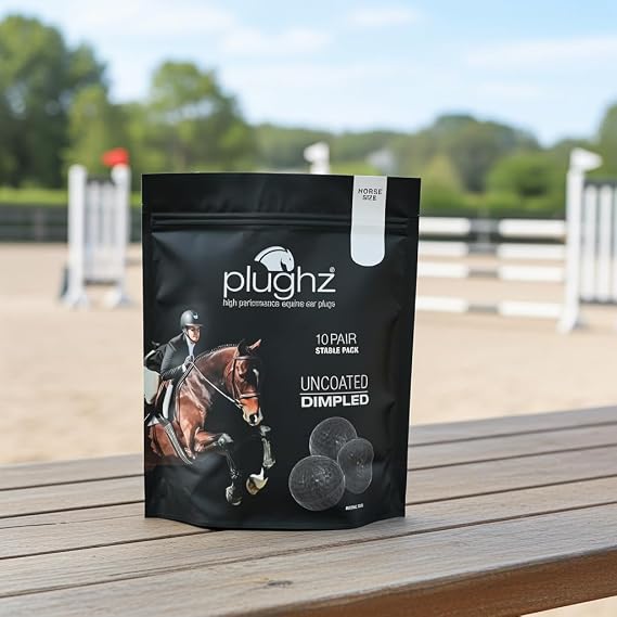 Plughz High Performance Horse Ear Plugs, Uncoated Dimpled, 10 Pair Stable Pack