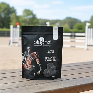 Plughz High Performance Horse Ear Plugs, Uncoated Dimpled, 10 Pair Stable Pack