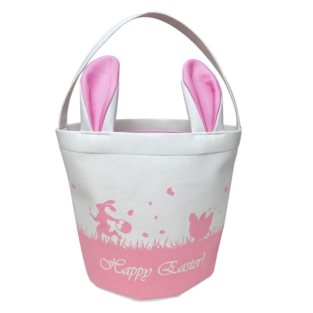 Jkjhbhged Easter Basket Storage, Empty Canvas Basket with Handles, Foldable Bucket Bags for &, Clothes, Toys Pink Easy to Use