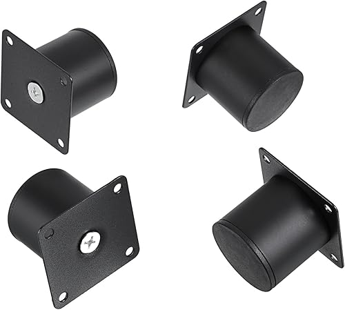 Miniatura 6 de OwnMy 4 patas de muebles de acero inoxidable de 2 pulgadas, patas de metal para escritorio, elevadores de muebles de metal redondo negro, patas de