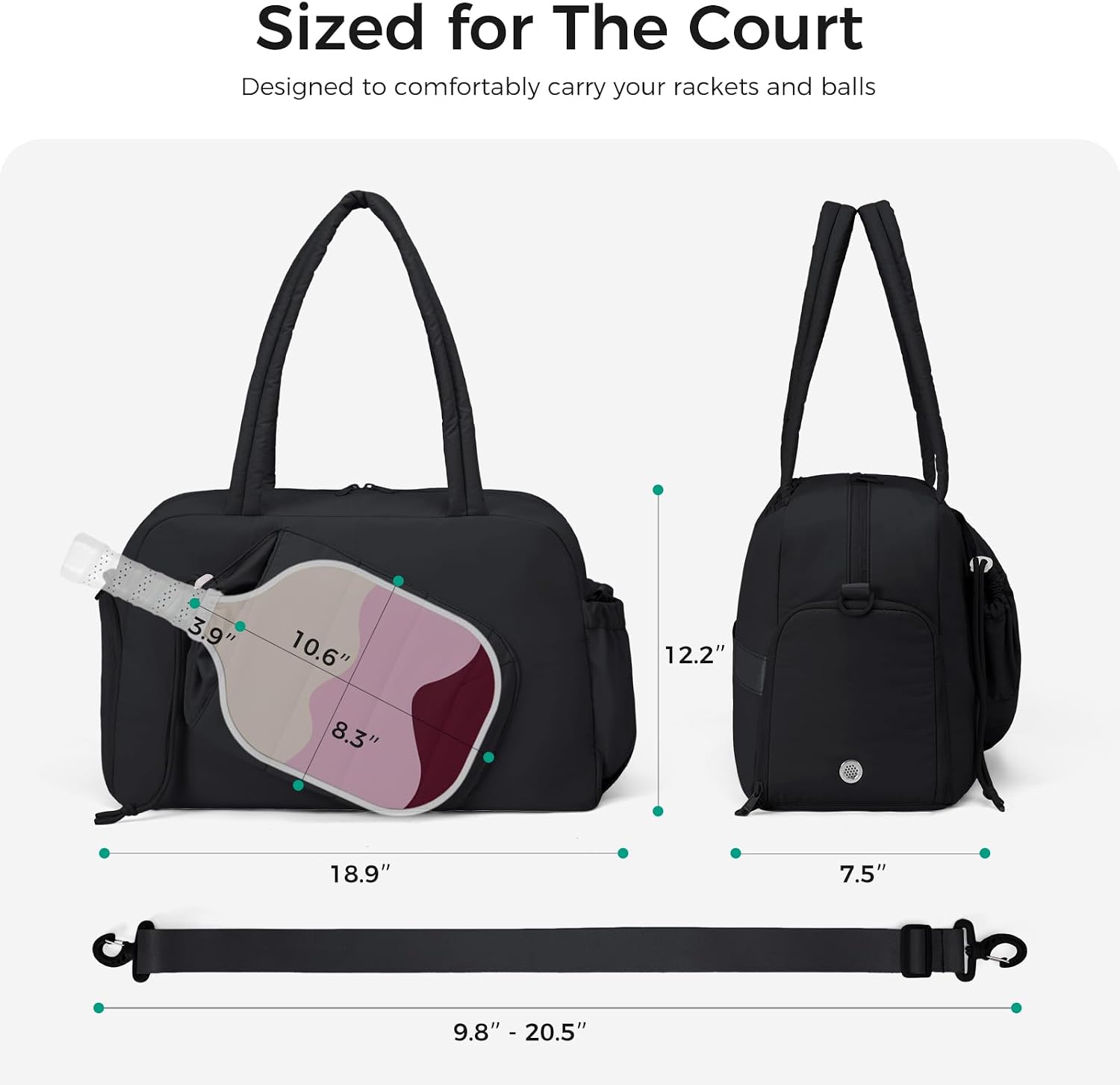 Wandering Nature Pickleball Bag for Women with Paddle & Ball Pockets, Shoe Compartment