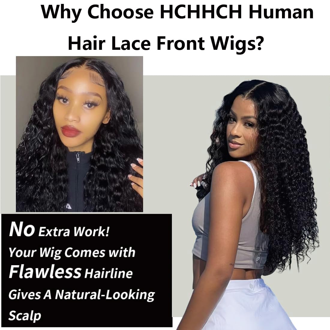 Deep Wave Lace Front Wig Human Hair 200% Density 13x4 HD Deep Curly Lace Frontal Wigs Human Hair for Women Glueless Wigs Brazilian Human Hair Pre Plucked Natural Black Color 20 Inch