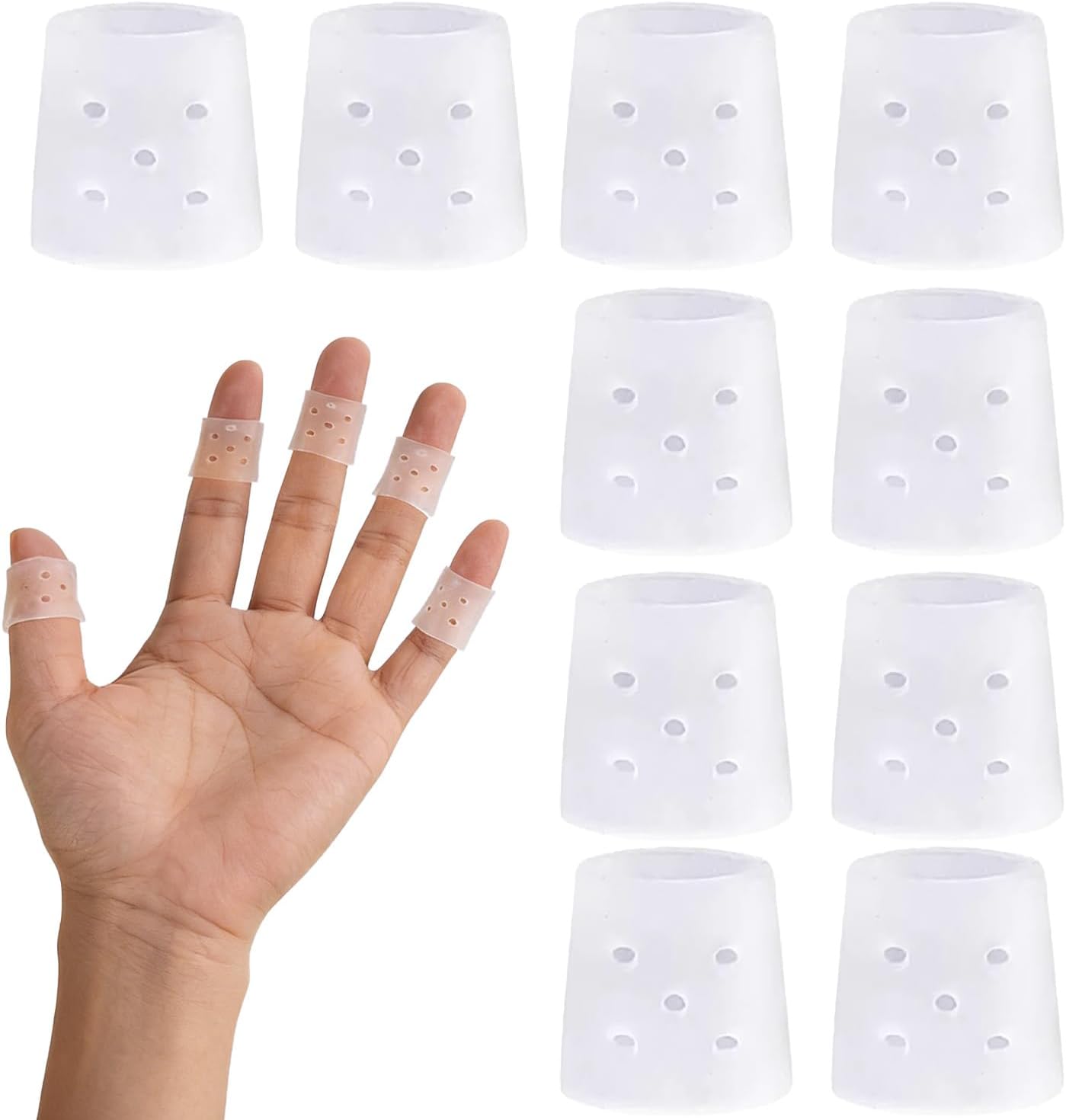 Silicone Finger Callus Protectors, Anti-Skin Picking Prevention Finger Cot Covers, Finger Caps for Dermatillomania & Cuticle, Reusable for Writing Sports & DIY Activites,10 Pcs | stop nail biting