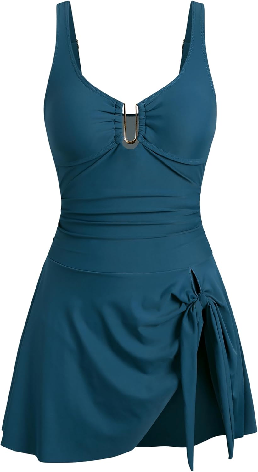 ZAFUL Women's U Wire Ring Swim Dress Swimsuit Tummy Control Swimdress One Piece Bathing Suit Skirt Swimwear - Image 7