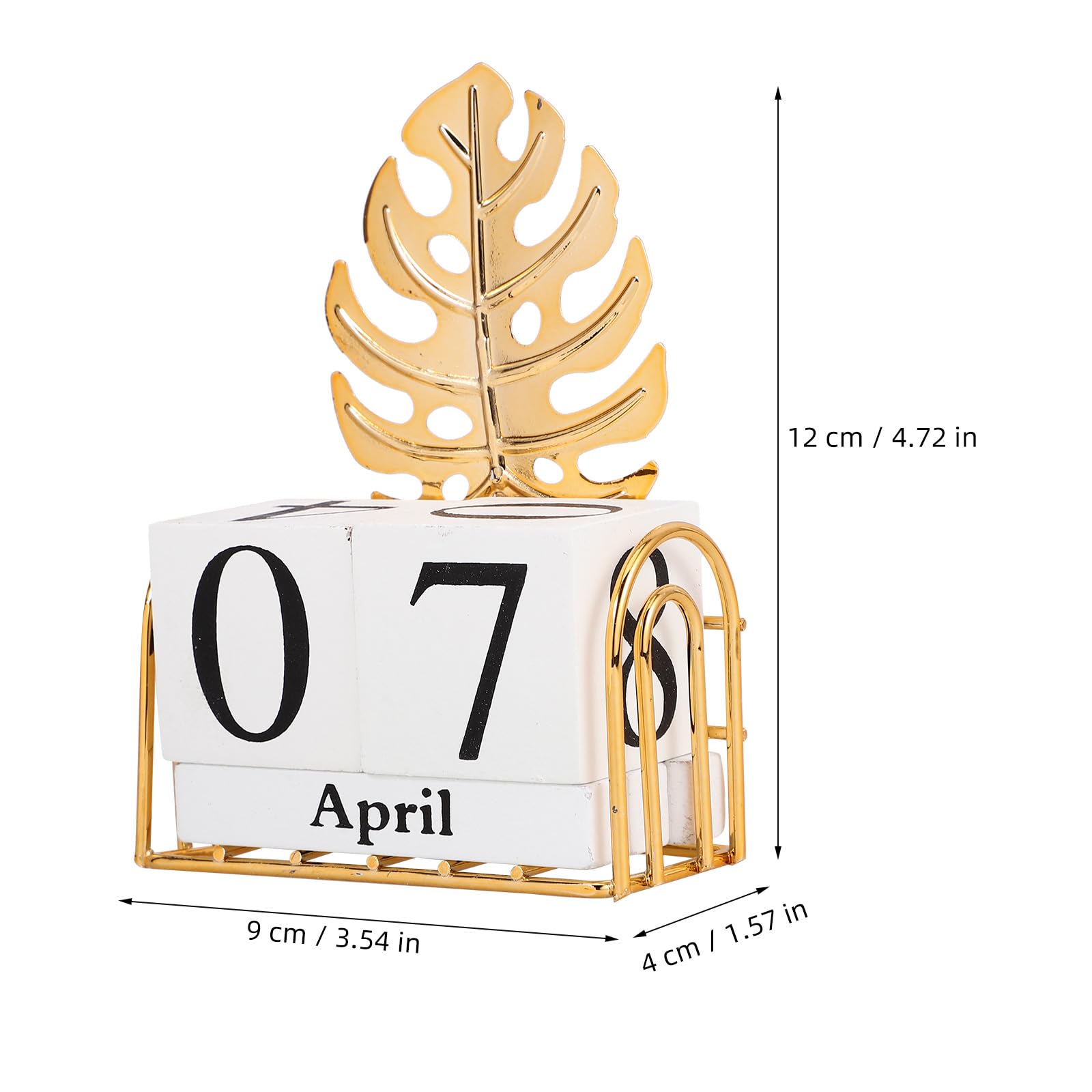 MAGICLULU Calendario Perpetuo da Tavolo in Legno e Ferro Decorazione Oro, Supporto per Calendario da Tavolo, per Uffici e Caffè Stile Decorativo Elegante