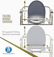 Vista 5 de Dynarex Cómoda plegable para mesita de noche, silla de inodoro portátil 3 en 1 para ancianos y discapacitados, diseñada para uso independiente, como