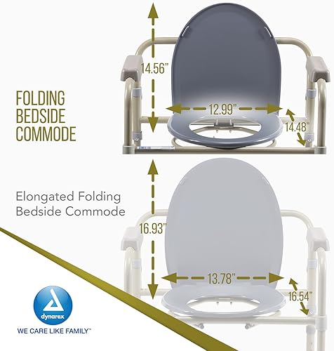 B09JCNS2NB_image_3 Dynarex Cómoda plegable para mesita de noche, silla de inodoro portátil 3 en 1 para ancianos y discapacitados, diseñada para uso independiente, como