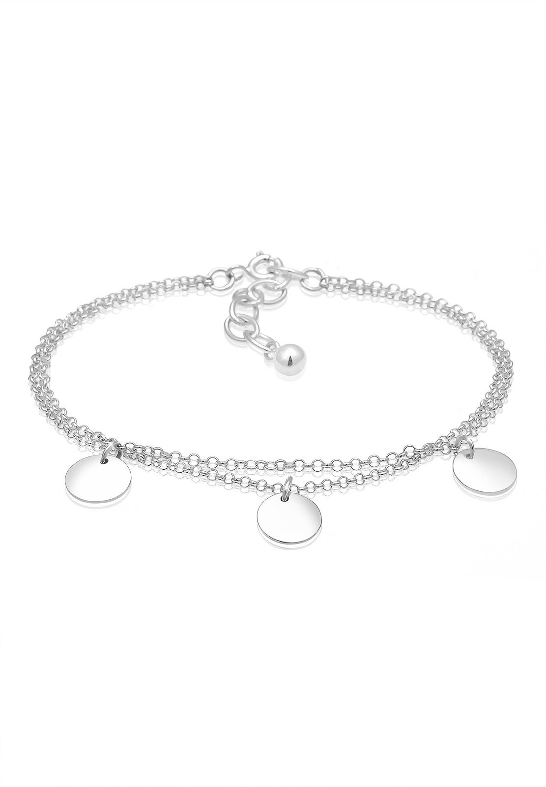 Elli Layer Geo Women's Circle Plate Bracelet in 925 Sterling Silver