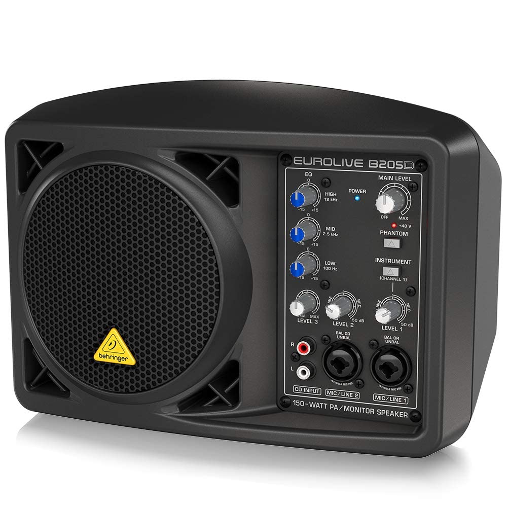 Behringer Eurolive B205D, Altoparlante, Cassa amplificata Speaker Attivo, 150 Watt & Tiger MCA68-BK Asta per Microfono con Clip per Microfono Inclusa, Nero