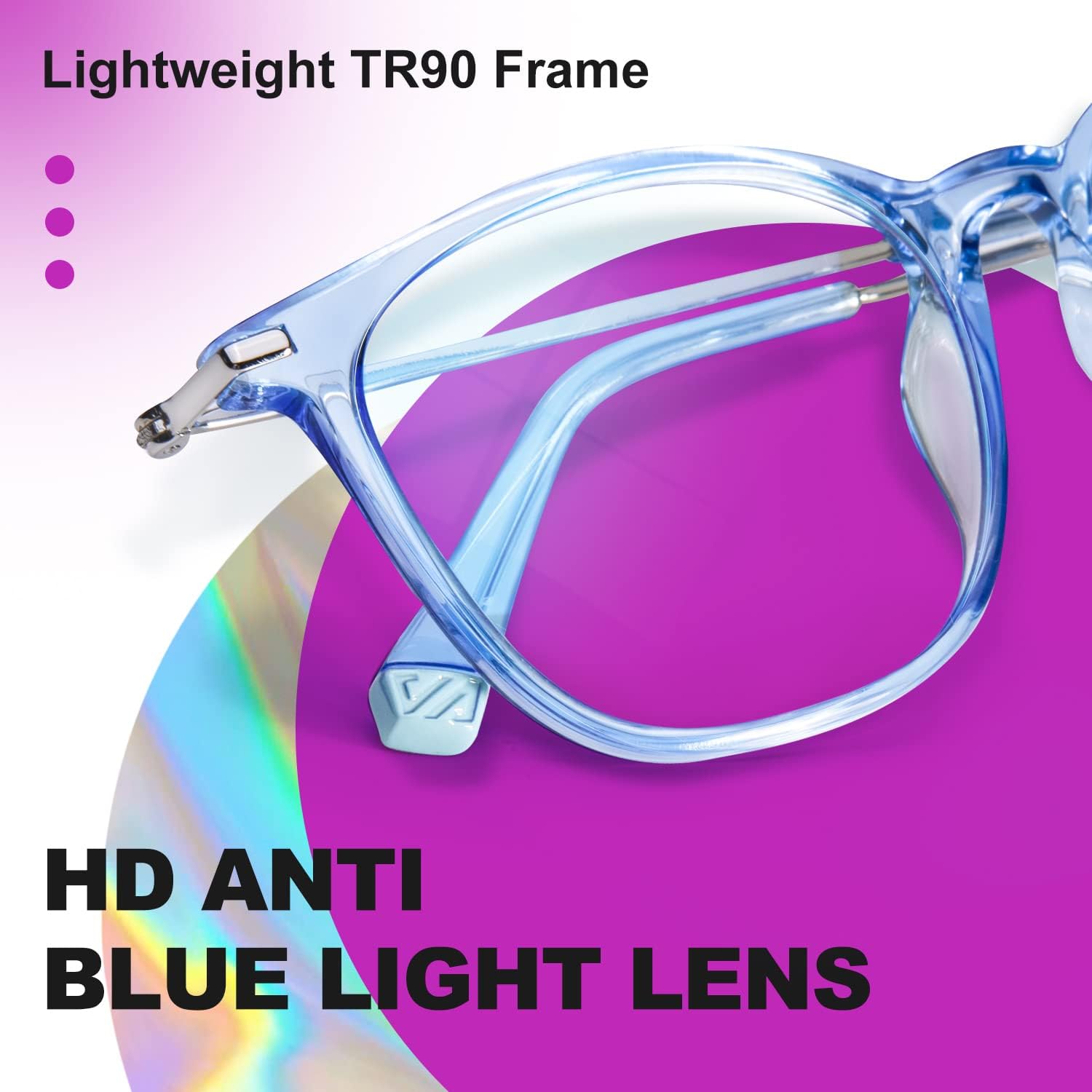 VISOONE Anti Slip TR90 Blue Light Blocking Glasses Size M Eyewear Frame with Anti Glare Eye Protection for Women GaeL - Image 4