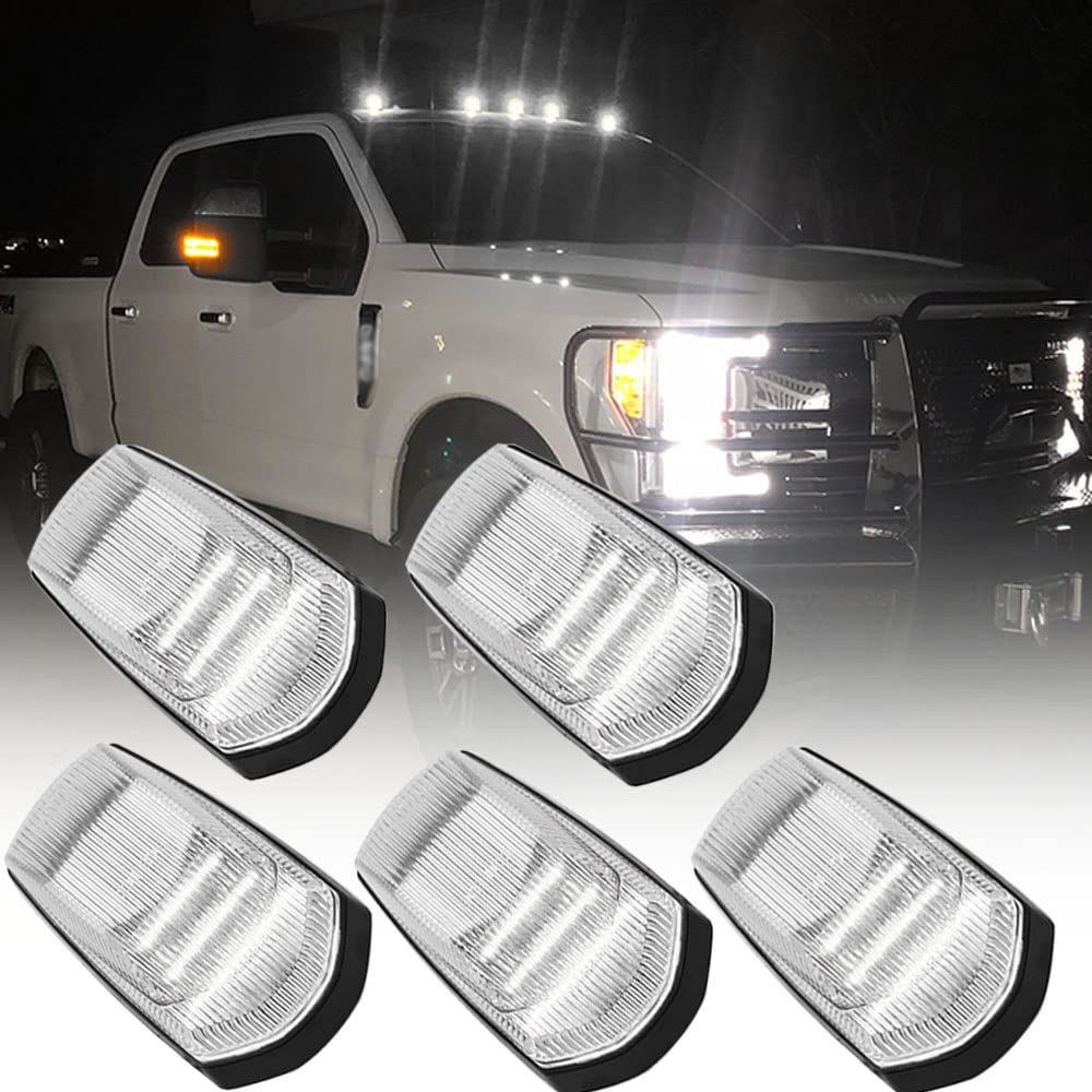 Mingrui test 5Pcs White LED F250 Cab Roof Marker Light for Ford F250 F350 Super Duty 2017 2018 2019 2020 2021 2022 Top Clearance Light Roof Running Light Pickup Truck Clear Lens