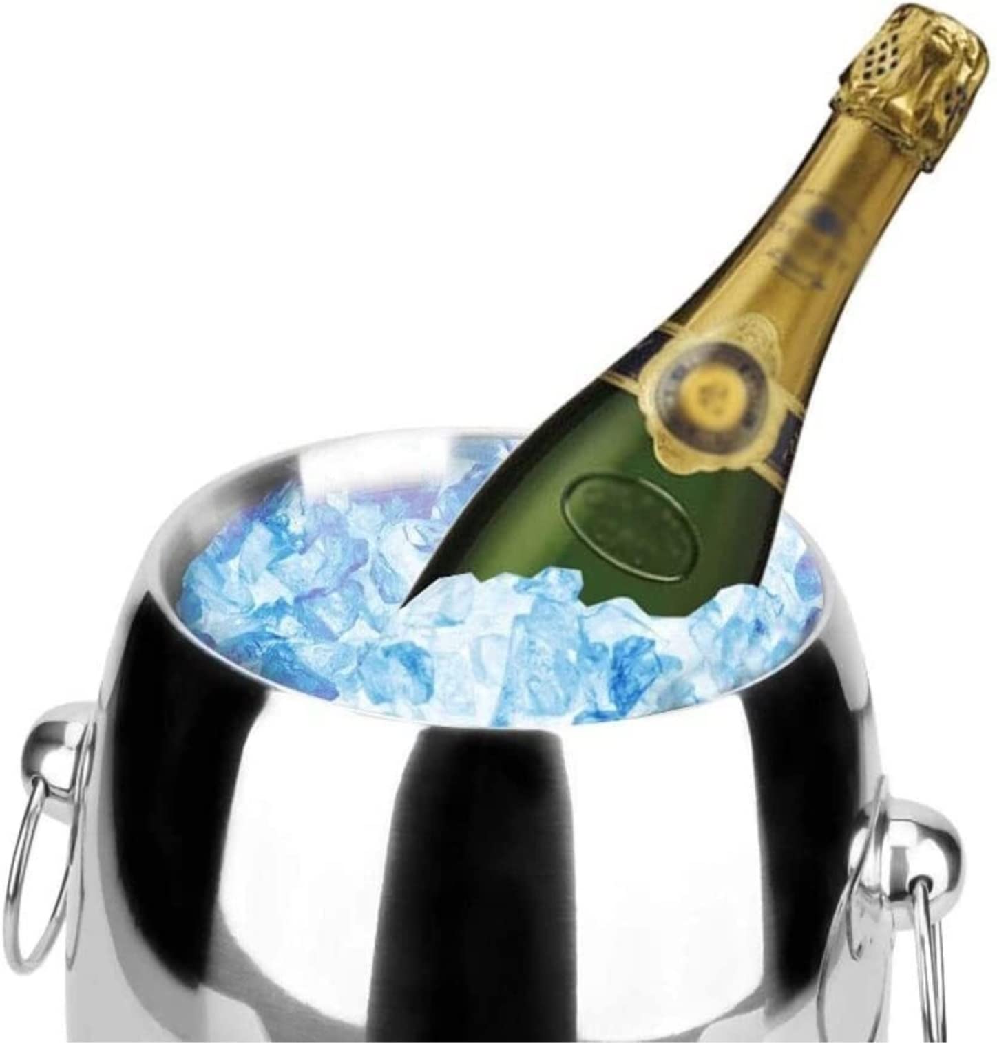 Cubeta​para Hielo, Cubo De Hielo Cubo De Champán Cubo De Vino Cubo De Hielo De Doble Pared De Acero Inoxidable Cubo De Vino De Champán De Metal Decorativo Barril Enfriador Cubo De Hielo Cubo Enfriador