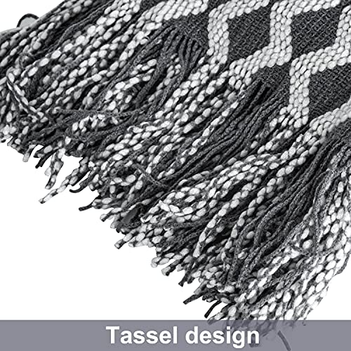 Ntbay Acrylic Knitted Throw Blanket, Lightweight And Soft Cozy Decorative Woven Blanket With Tassels For Travel, Couch, Bed, Sofa, 51X67 Inches, Grey Wave #TOP4