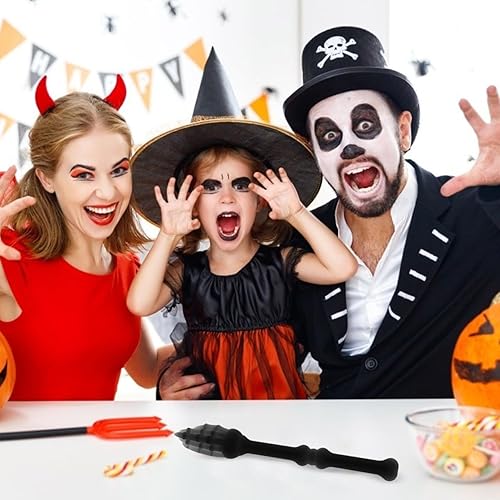 Miniatura 3 de DOITOOL Juego de vajilla Decoración de mesa negra, utensilios para servir (1 juego) Vajilla de esqueleto de Halloween Tenedores y cucharas