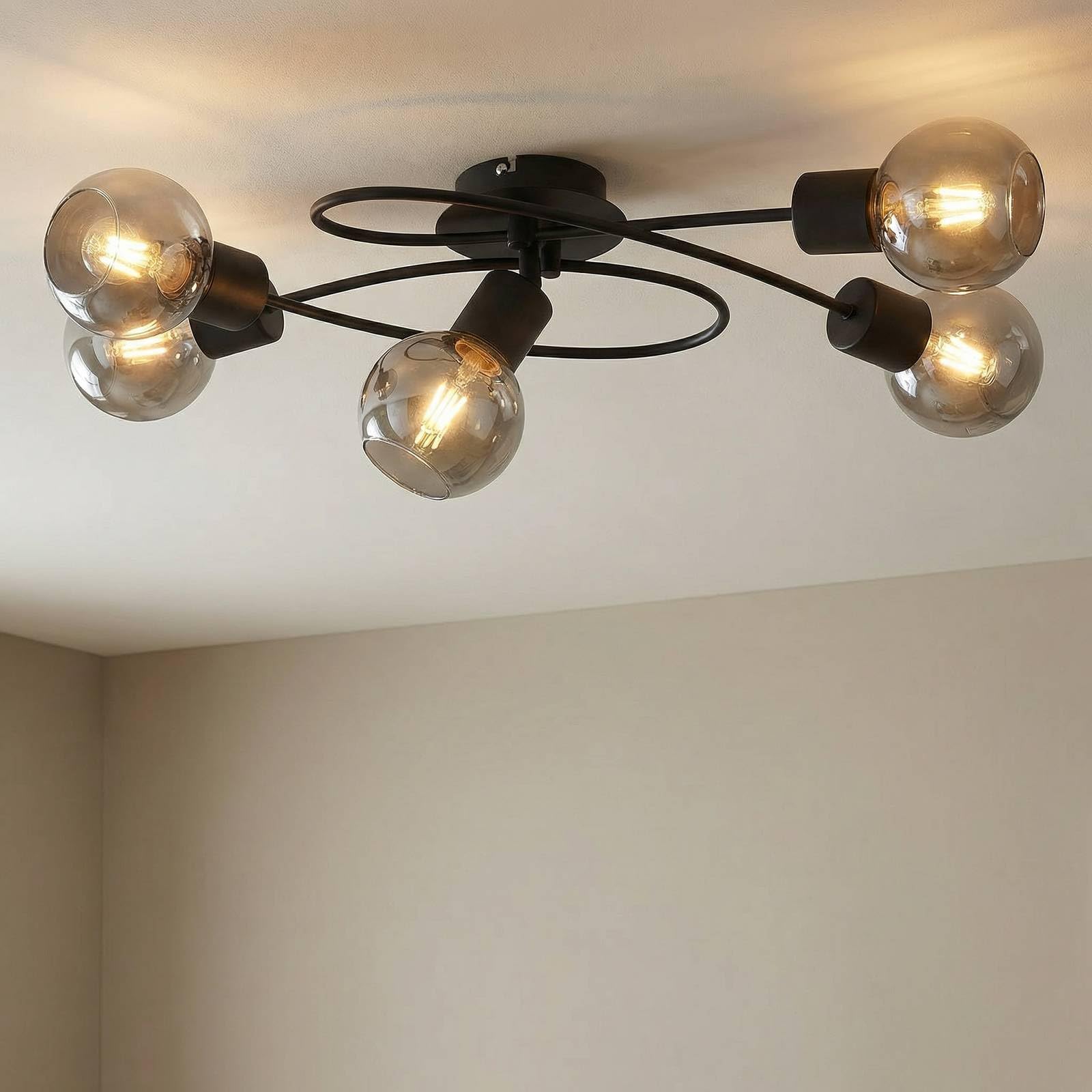 Lindby Deckenlampe Elaina (Modern) in Schwarz aus Metall (5 flammig, E14) - Deckenleuchte Lampe Wohnzimmerleuchte