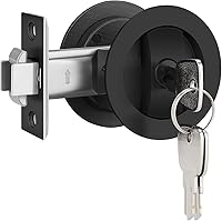 Vista 9 de EHOMEWARE Paquete de 2 herrajes negros para puerta de bolsillo, manijas de puerta de bolsillo de privacidad sin llave, cerraduras de puerta