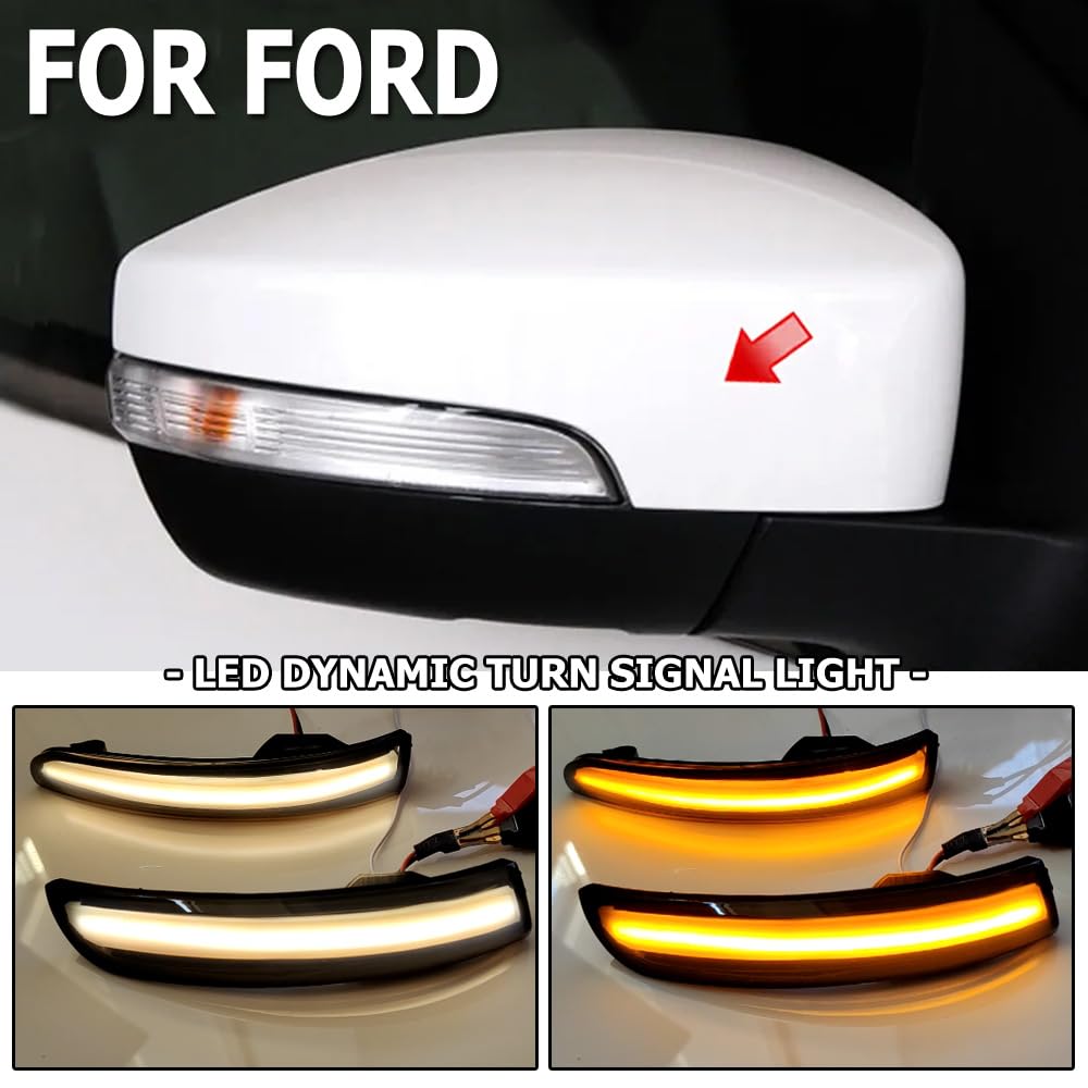 Do F-ord Kuga Escape EcoSport 13-18 Focus 3 MK3 SE ST RS US Dynamiczne światło kierunkowe LED boczne lustro sekwencyjne (biały)