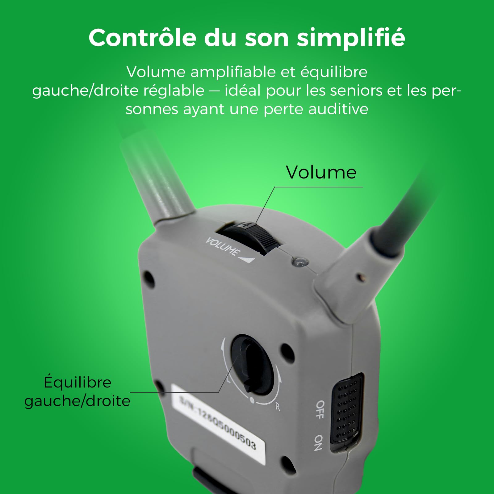 Casque sans Fil pour Regarder la Télévision – Seniors ou Perte Auditive, Portée 30 m, Clarté des Tons, Équilibre Gauche-Droite, 2,4 GHz, Optique/RCA/3,5 mm pour TV Samsung, LG, Sony