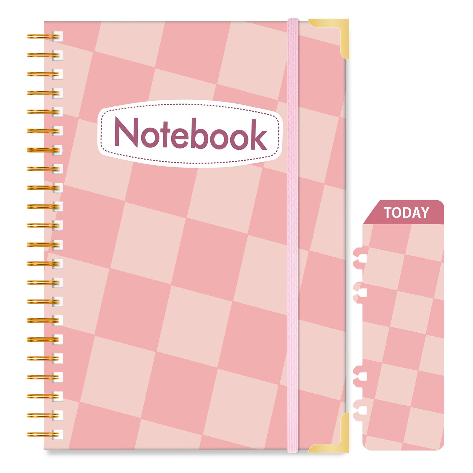 Ksriylm Personalized A5 Notebook, 160 Pages/80 Sheets Wirebound Spiral Notebooks, 80GSM Lined Paper with Pocket & Bookmark, Waterproof Hardcover Notepad for Note Taking School & Office,Pink