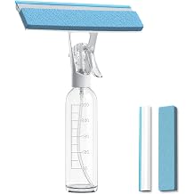 3 in 1 Window Cleaning Scraper, Shower Scraper Window Squeegee with 300ML Tank, Bathroom Mirror Squeegee with Hanging Hole, Window Scraper for Cleaning Windows, Glass, Mirrors, Car Windows