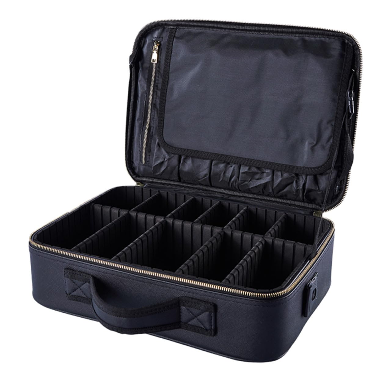 VICASKY Borsa per Trucco Piccola Oxford Resistente Custodia Cosmetici Scomparti Borsa da Viaggio Portatile per Donna Agganciabile a Trolley per Lavoro e Hotel 34X24X11 CM