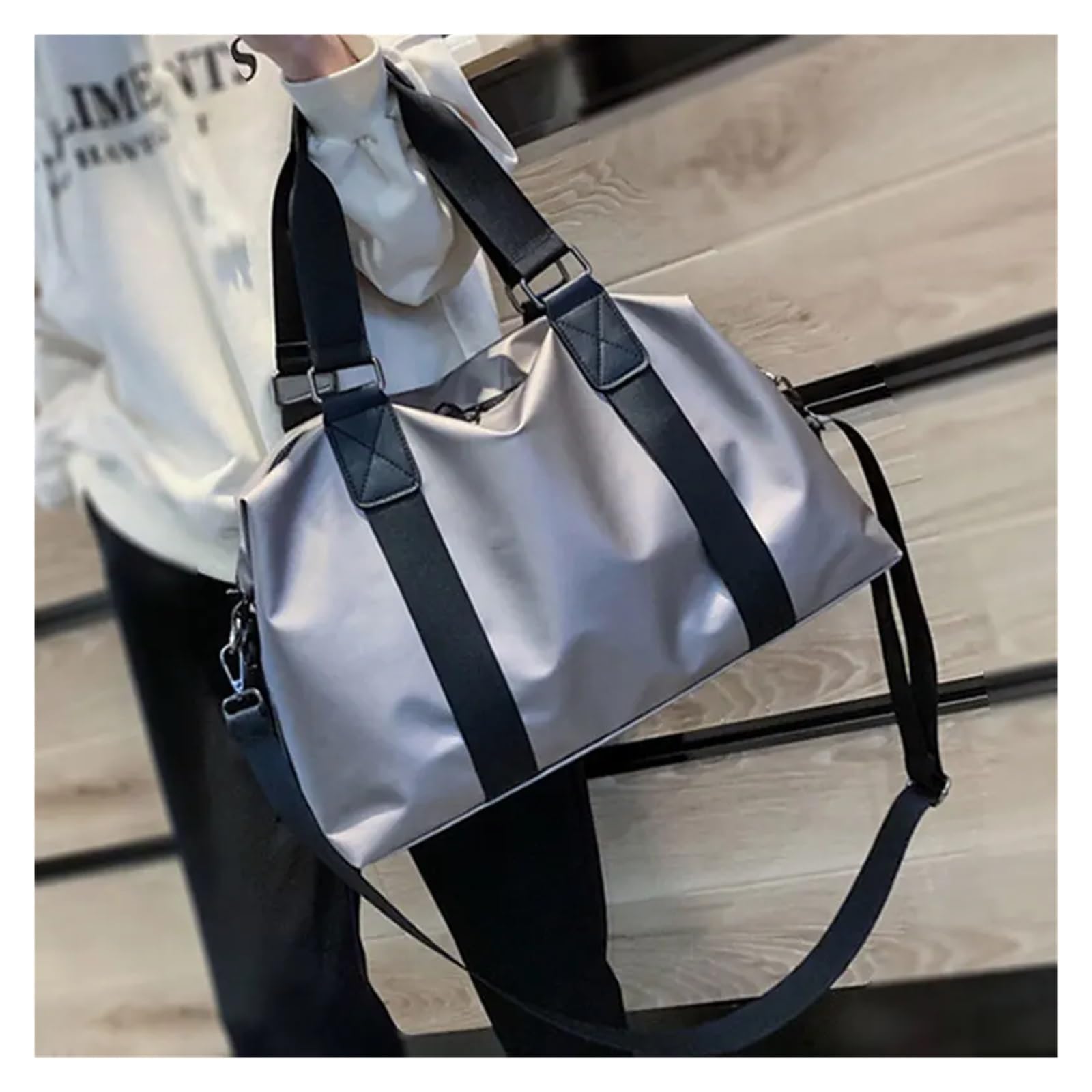 VELORE Bolsa de fitness para mujer, bolsa de gimnasio para hombre, bolsa de viaje de nailon impermeable, bolsa de gimnasio, Black, Talla única