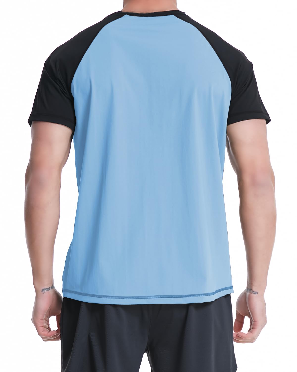 VAYAGER Camisetas de natación para hombre, protección contra erupciones UPF 50+, de secado rápido, ajuste holgado, camiseta de surf acuático, Azul-cielo, 5X-Large