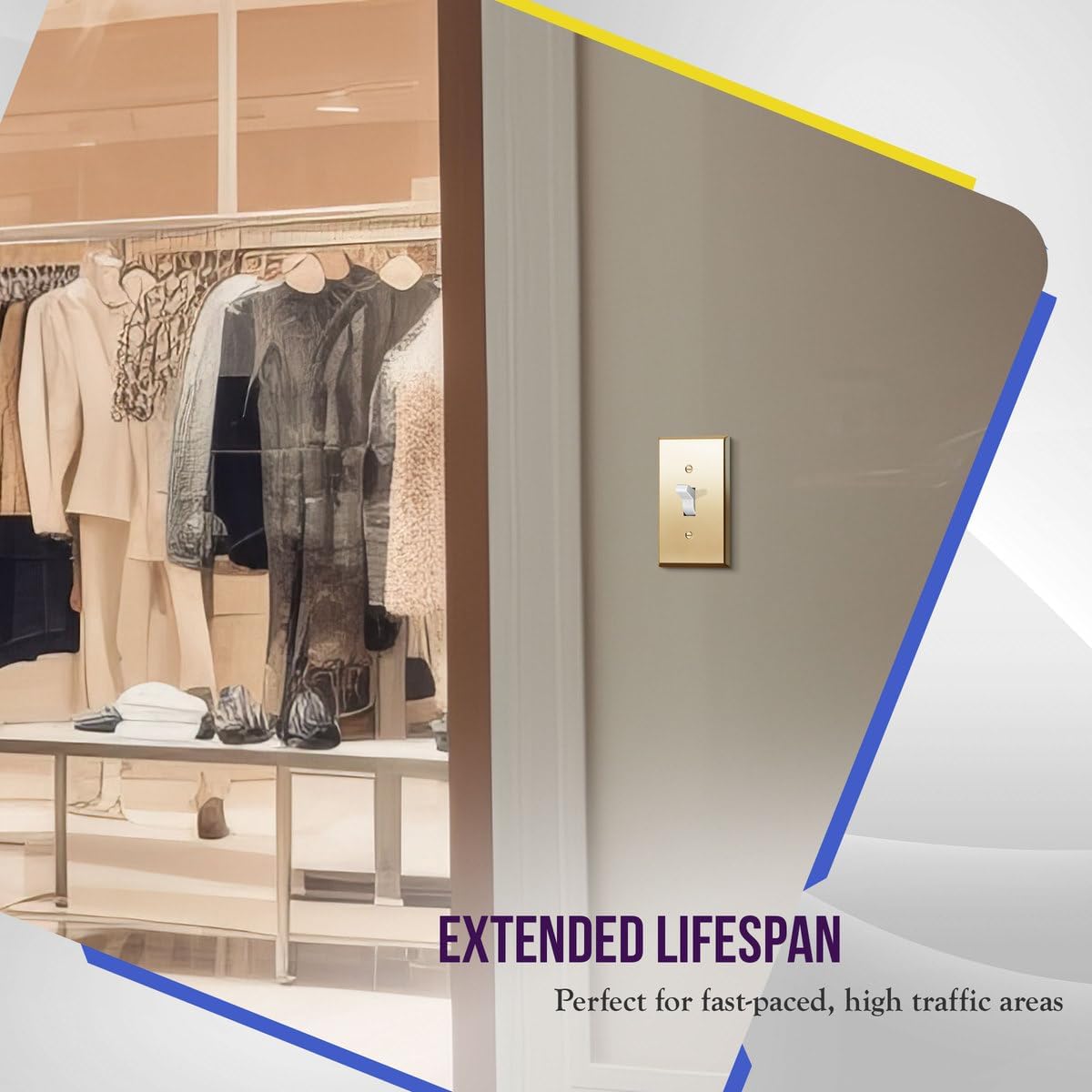 ENERLITES Toggle Light Switch Metal Wall Plate, Stainless Steel Corrosion Resistant, Size 1-Gang 4.50" x 2.76", Stainless Steel 201, 7711-PB-10PCS, Polished Brass, Gold (10 Pack)