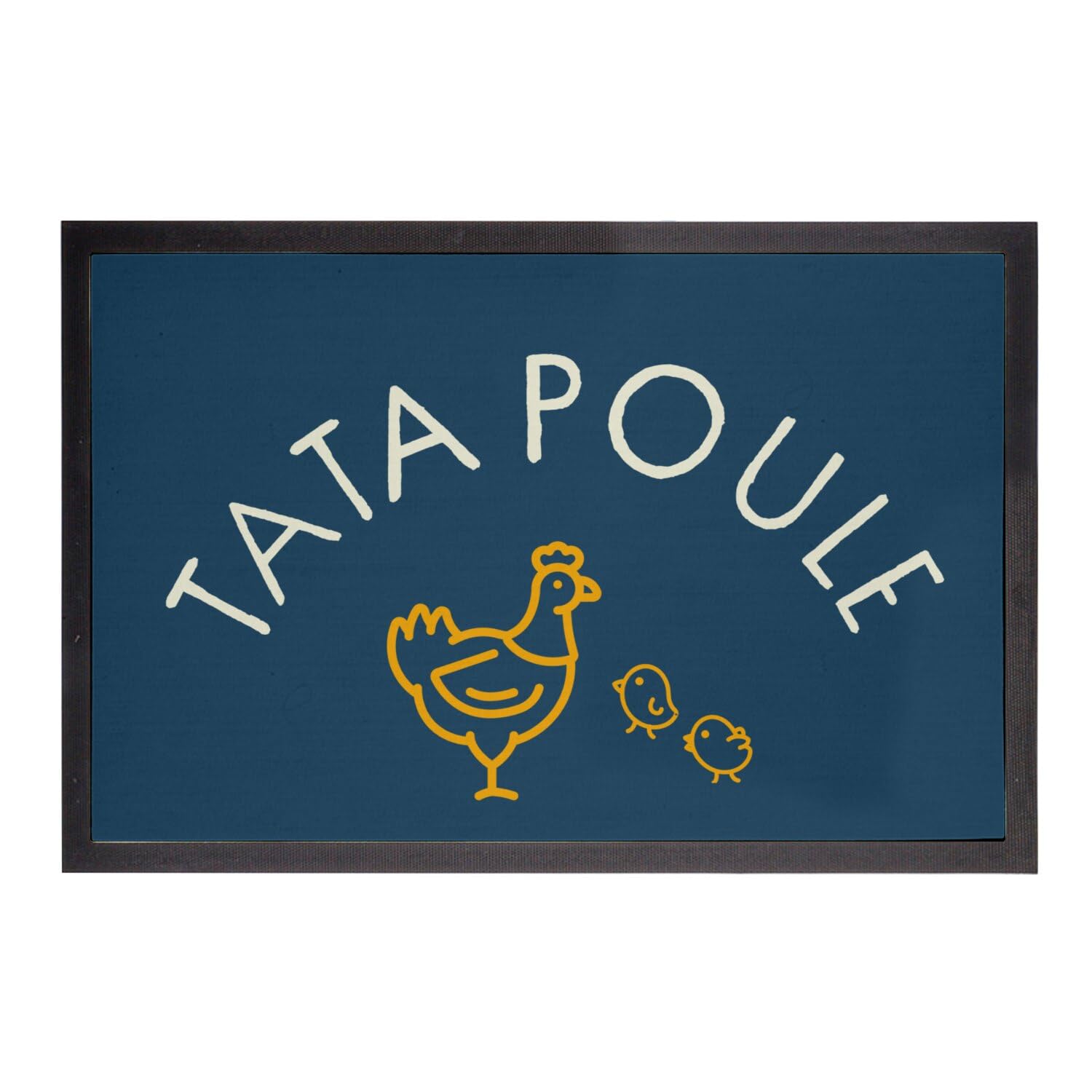 Paillasson bleu original pour célébrer la famille Tata Poule