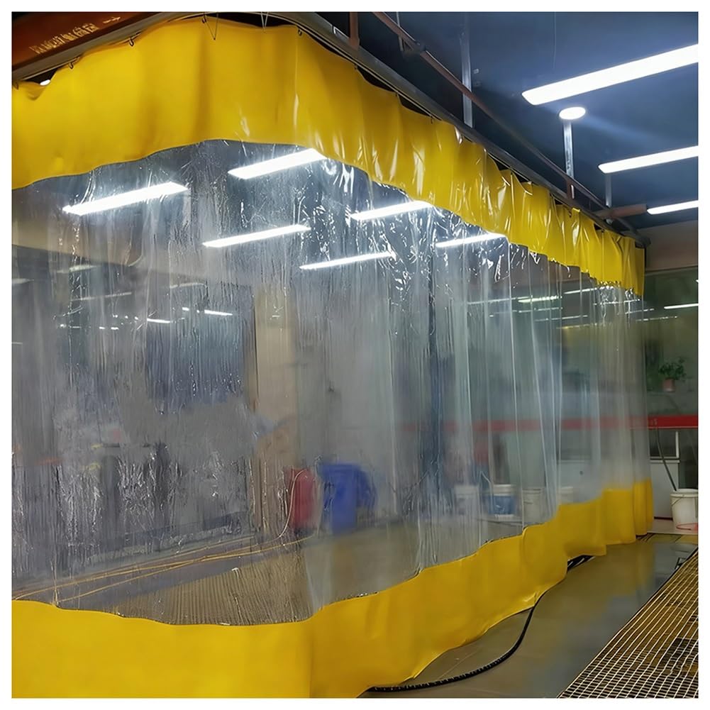 GJZQDKX Industrial Wash Bay Curtains with Eyelets, Tear-Resistant Tarpaulin Waterproof Door Curtain Push-Pull Partition Curtain, Divider Panel Partition for Workshops Pergola(Yellow,1.5x2m/4.9x6.6ft