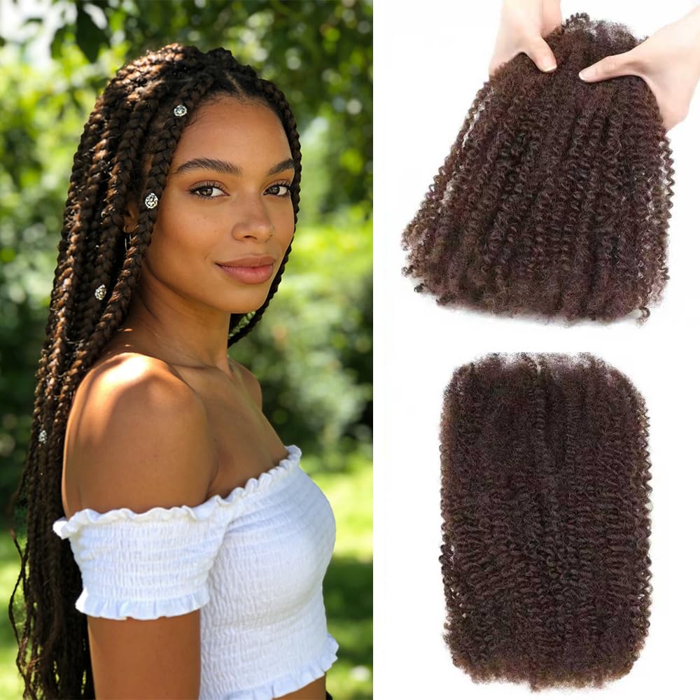 Human Crochet Hair 4C Afro Kinky Curly Bulk Hair – Springy Twist Hair for Dreadlock Extensions, Mini Twist Braiding & Locs Repair | Natural Afro Kinky Bulk Hair for Protective Styles. (1b, 16inch 40g)