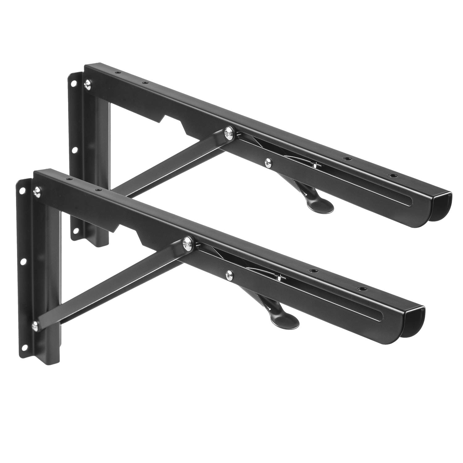 Maclean MC-876 Folding Shelf Bracket Metal Stainless Steel Wall Mounted Triangle Shelf Max Load 50kg 2 Pieces