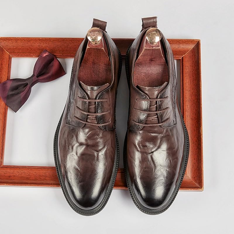 Men's Breathable Business Casual Non-Slip British Soft Sole Formal Round Suitable for Wedding Office Anti-Slip Shock-Absorbing Low-top3