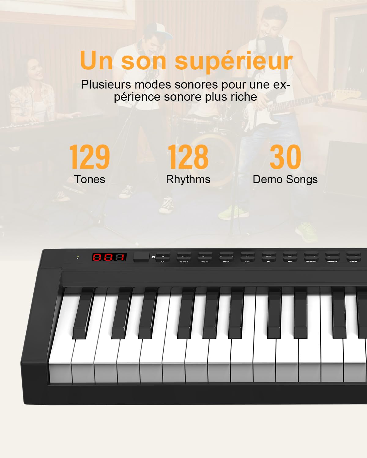 E Piano numérique 88 touches avec clavier semi-pondéré pleine taille avec fonction MIDI & Bluetooth, support de piano et pédale de sustain – Idéal pour les enfants à la maison et les voyages