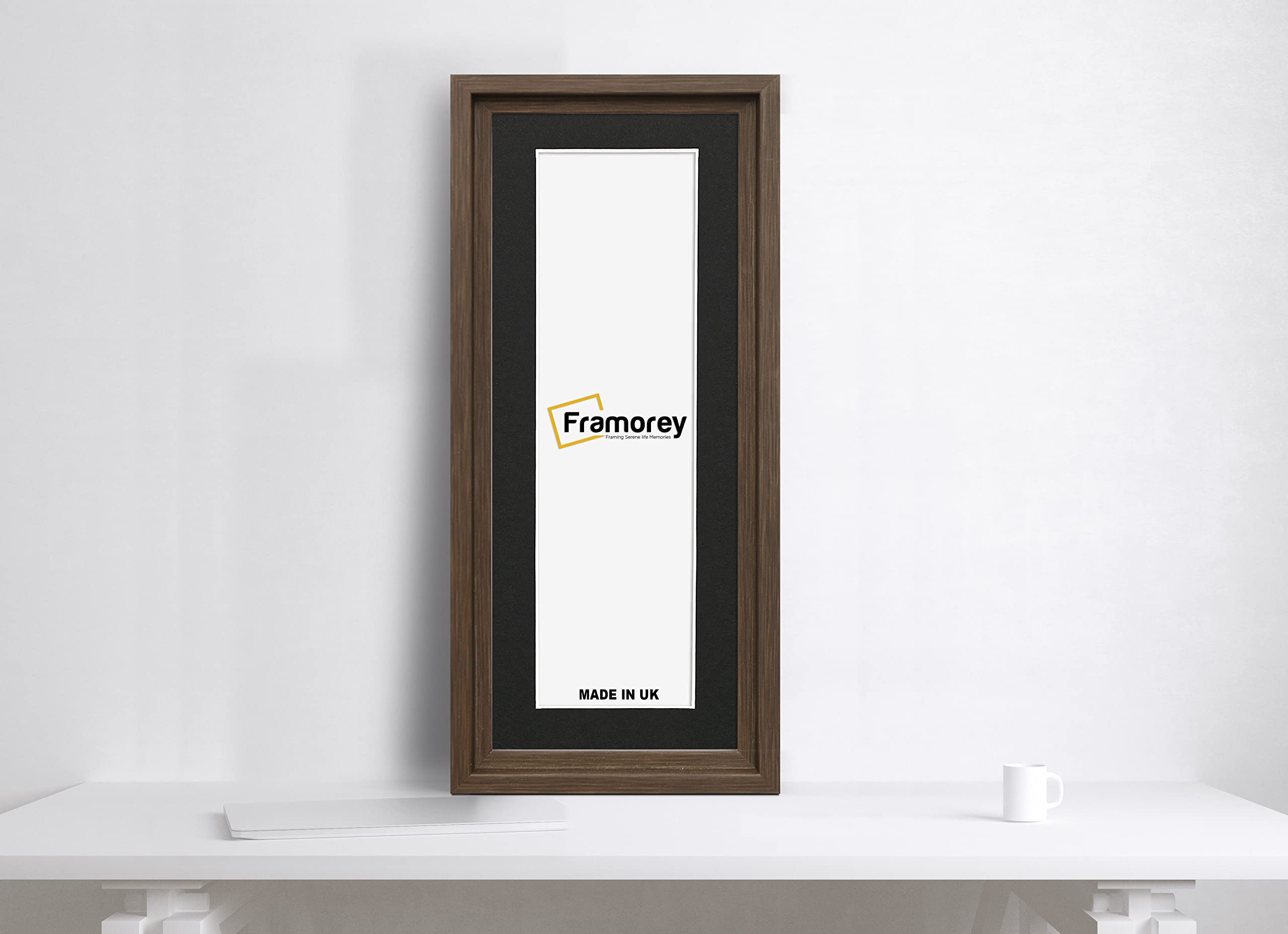 FRAMOREY Panoramic Style Picture Frame, 16x13" Size Walnut Photo Frame With 12x9" Size Black Mount, Oslo Style Wall Art Hanging Frames