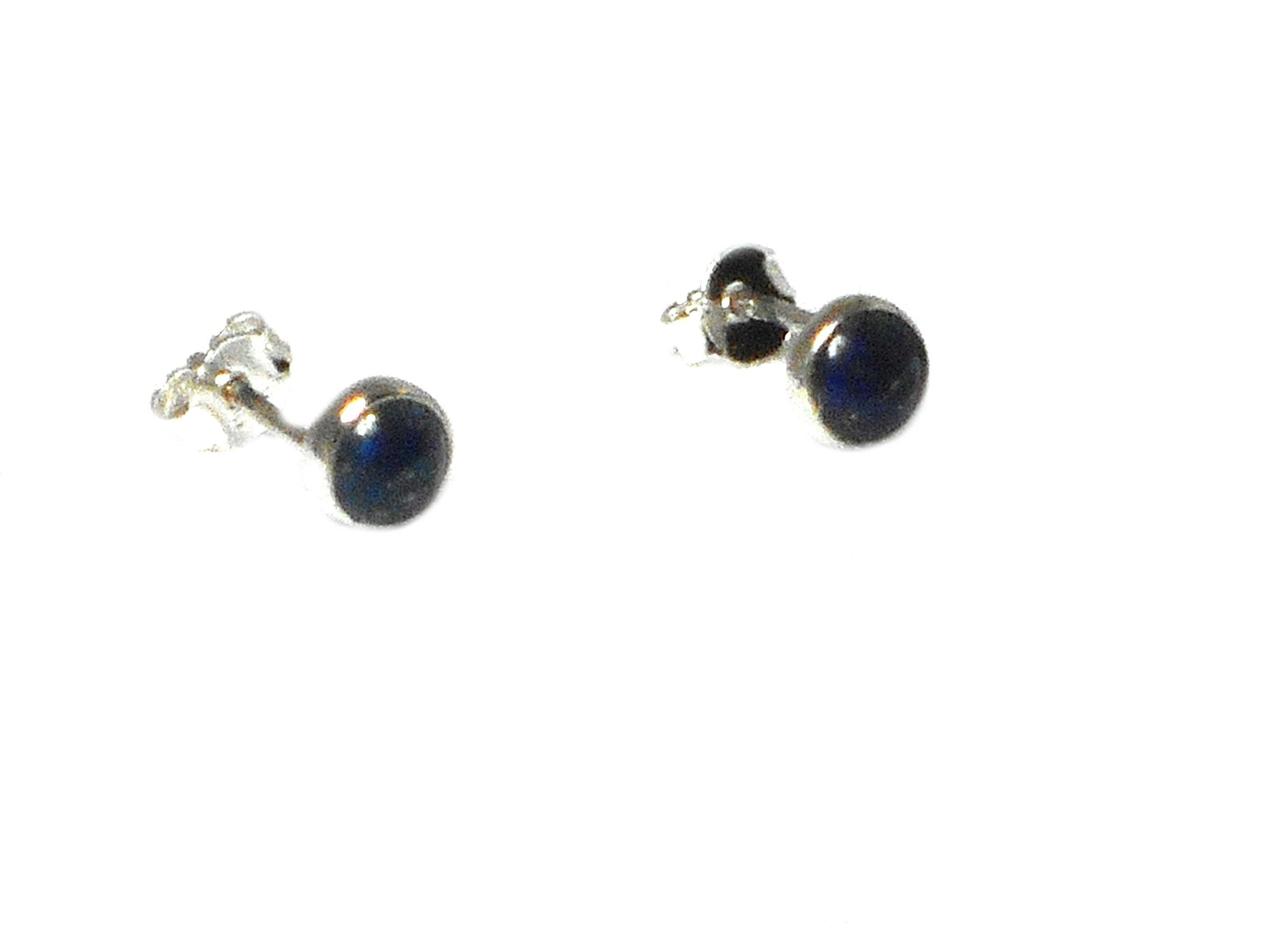 Piccoli orecchini a bottone rotondi con pietre preziose in argento sterling 925 con acquamarina blu - 4 mm - Italia