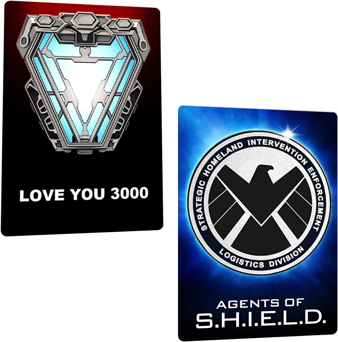Superhero Iron Arc Reactor and Man Agents of Shield Logo Fridge Magnets. Large Size 10x7cms. Place on Any Metal Surface. Gift Souvenir Pack of 2 Strong Fridge Magnets (AC-129)