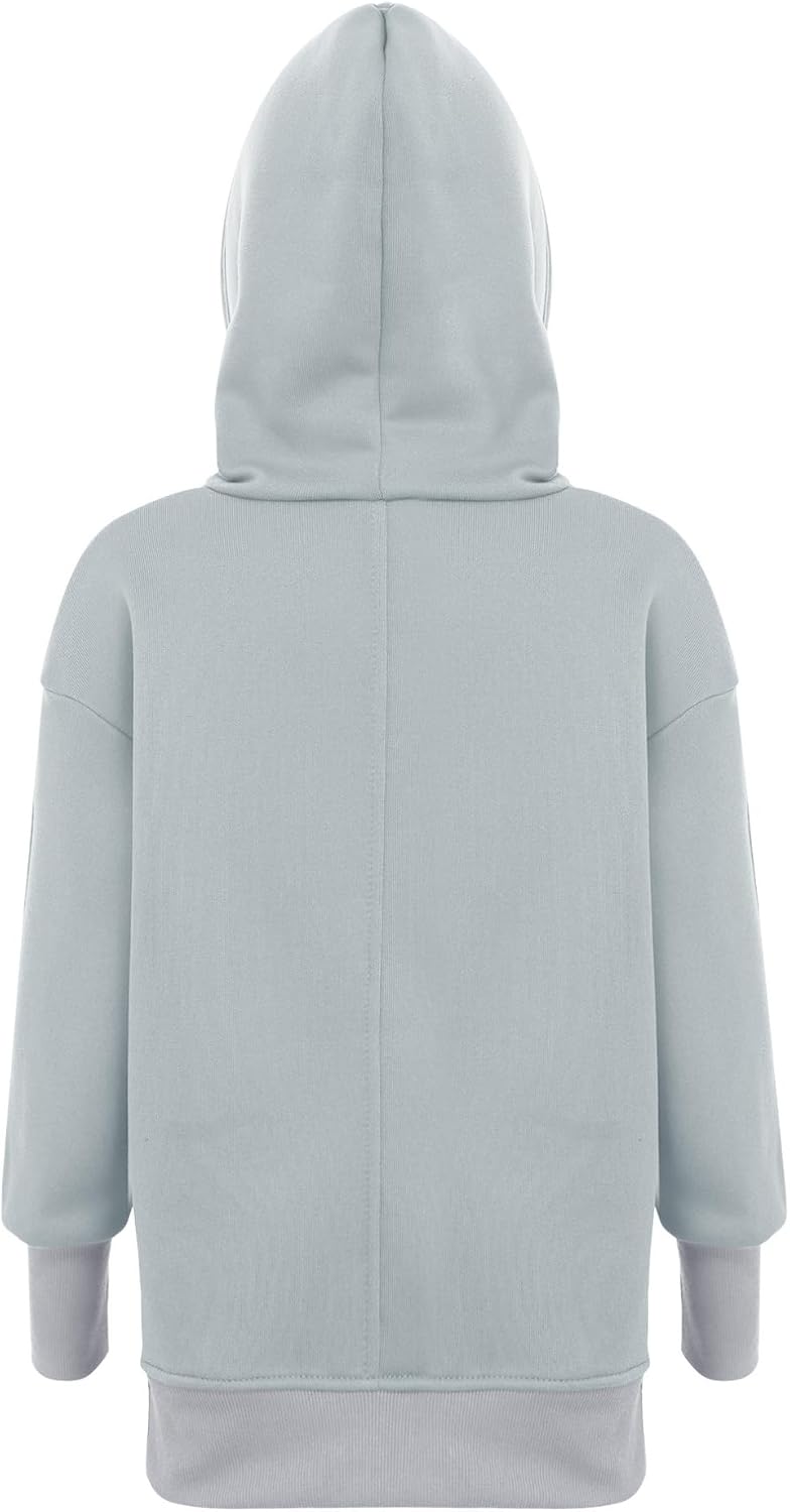 FEESHOW Kids Girls Casual Hoodies Fleece Lined Side Slit Pullover Sweatshirts with Thumbholes for Jogging Running