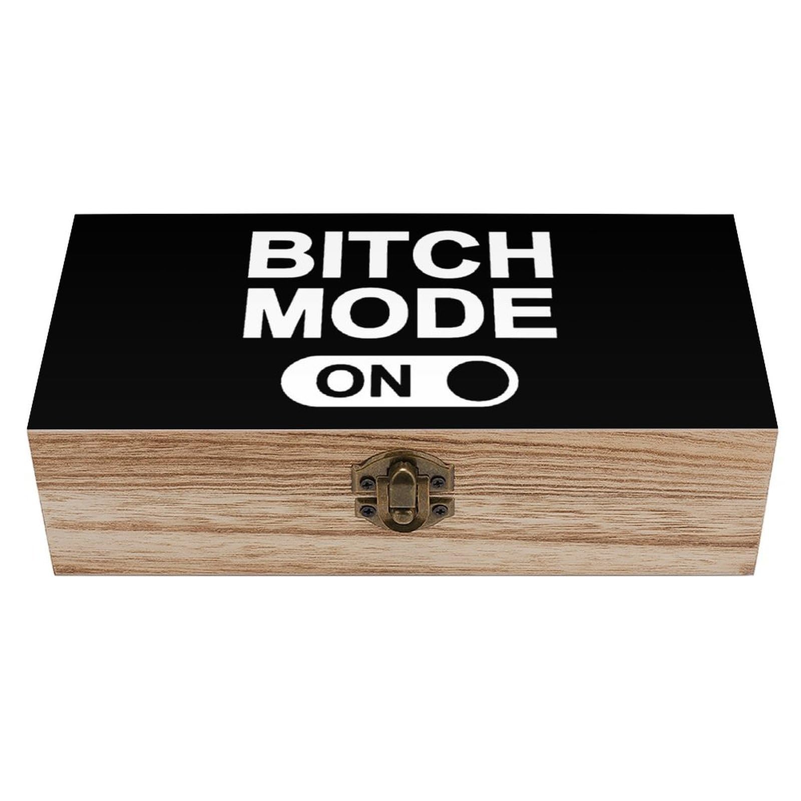 CGSBNGHA Bitch Mode On Wooden Storage Boxes with Lid Memory Box Decorative Organiser for Office And Home