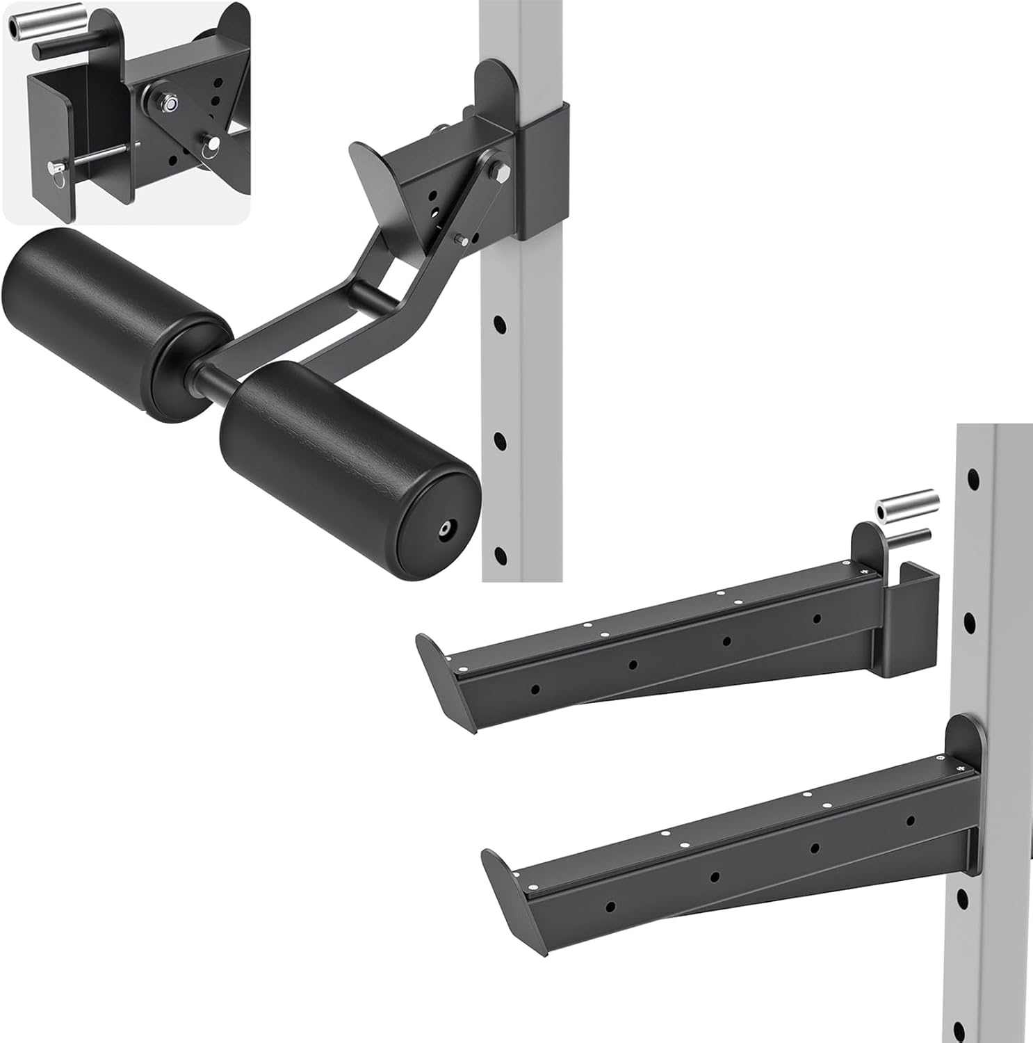 Kipika Nordic Hamstring Curl Attachment and Safety Spotter Arms Bundle for Home Gym Strength Training