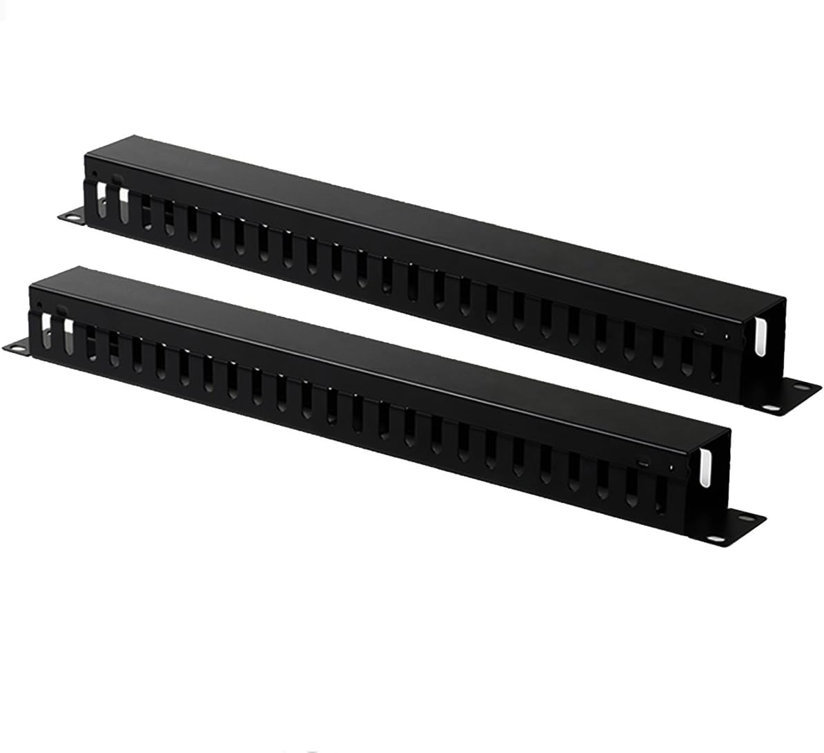 2-Pack 19 Inch 1U Cable Management Horizontal Cable Rack Mount Manager with mounting Screws for Service Rack Cabinet 24 Slot with Cover