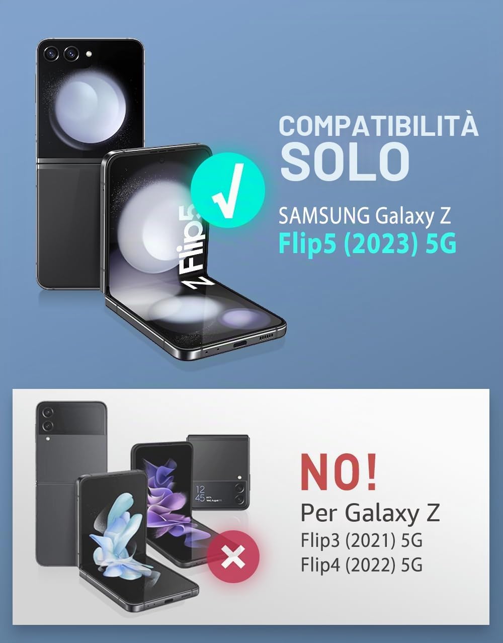 i-Blason Custodia per Samsung Galaxy Z Flip 5 con supporto, protezione per lo schermo integrata, protezione per cerniere, protezione completa con clip per cintura, custodia magnetica per Galaxy Z Flip