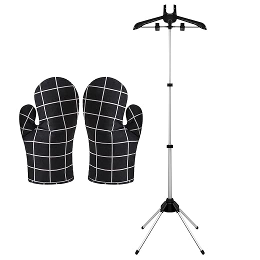 Garment Steamer Rack For Clothes With 1 Pair Ironing Gloves,Steamer Stand For Clothes,Steamer Hanger Stand