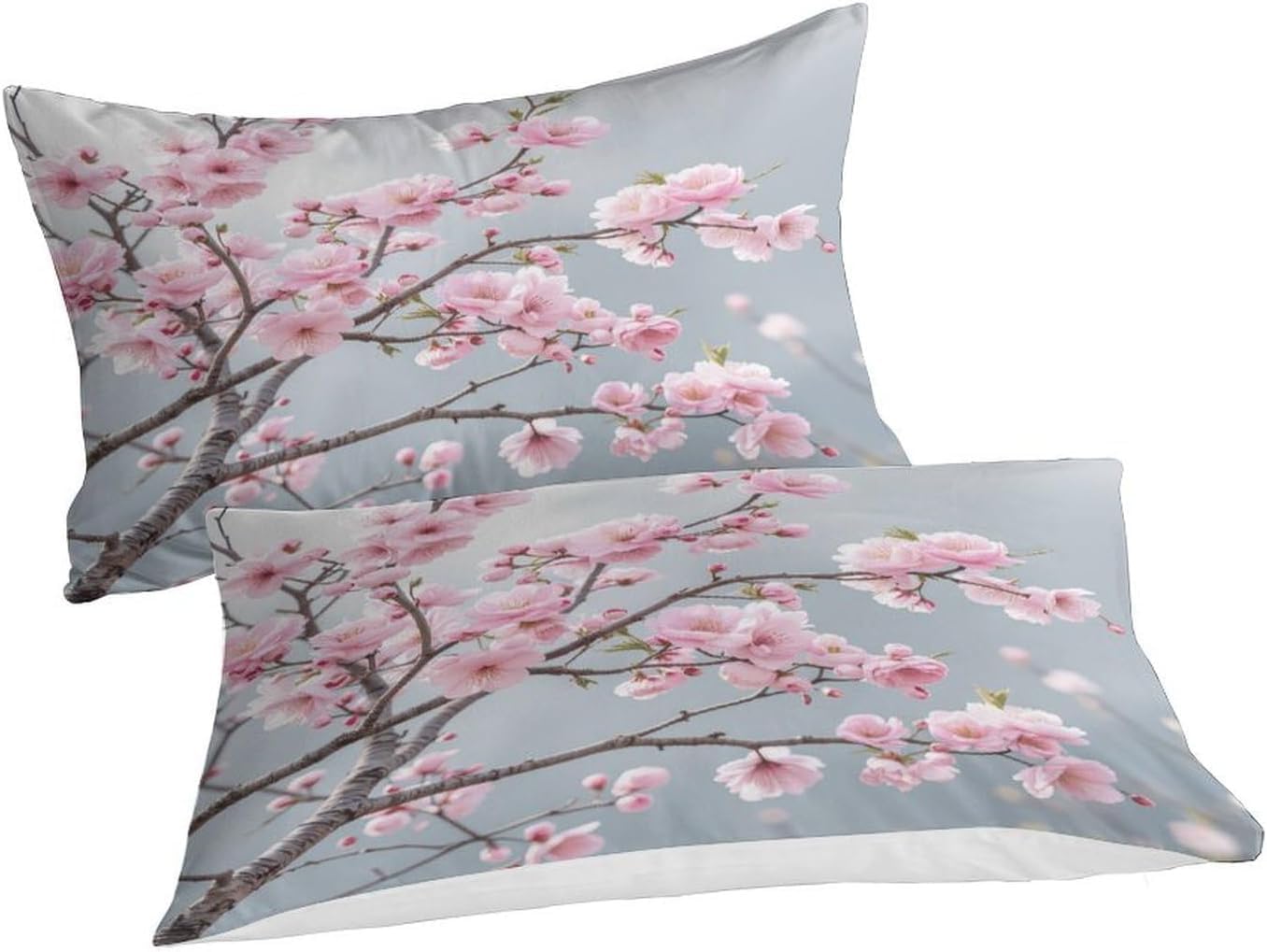 Funda Nordica Cama 135/150 Rama de Flor de Cerezo 3D Ropa de Cama Microfibra Suave Estilo Japonés Funda de edredón 220x240 cm con Cremallera y 2 Funda de Almohada 50x75 para Cama Doble L.5499