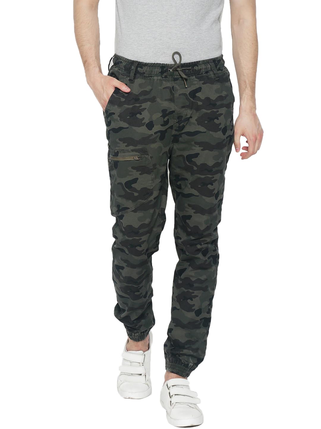 Cargo Trousers for Men|Men Olive Slim Fit Camouflage Cargo Jogger | 100% Cotton Comfortable and Trendy-image-1