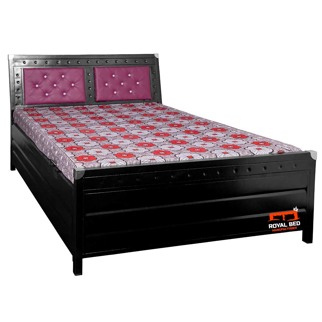 Queen Size 6X5 Metal Bed with Hydraulic Storage - Matte Black Finish, No Mattress Included (75X60 INCH)-picture-10