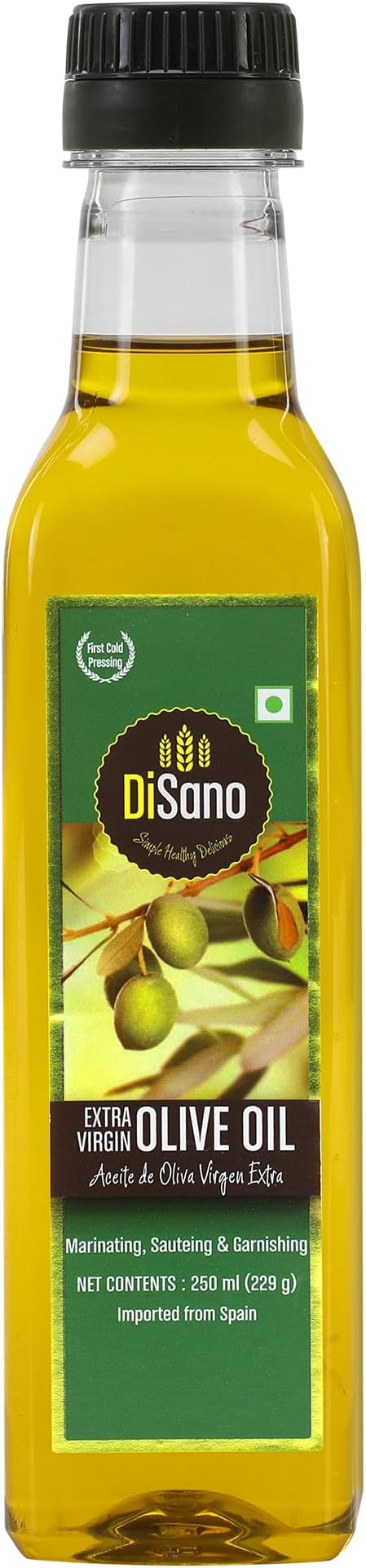 DiSano Extra Virgin Olive Oil 250ml, Cold Pressed, First Extraction, Ideal for Sauteing, Grilling & Dressing