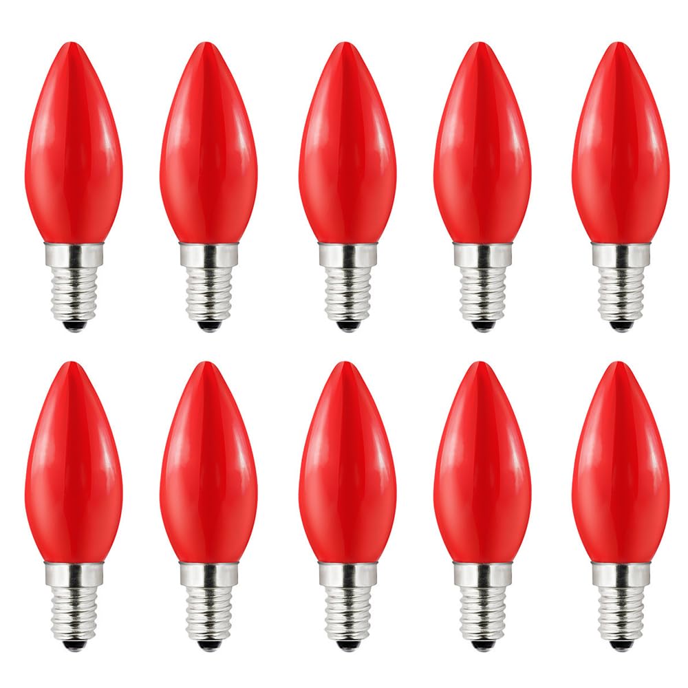 HUAMu E14 LED Light Bulb 1W Coloured Light Bulbs,SES Small Screw Light Bulbs,for Fairy Lights,Party,Christmas Decoration,Red,Pack of 10