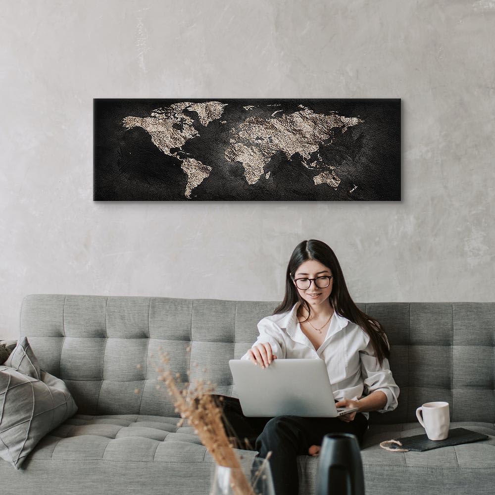 murando - Quadro Moderno per Soggiorno Grandi, Mappamondo, 120x40 cm | Chiodi Inclusi, 1 Pezzo, Murale Arte, Stampe da Parete, Resistenti Allo Sbiadimento, Produzione Europea